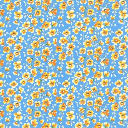 [KAUF-21034-4] Sunnyside Farm Floral Blue By Debbie Beaves From Flowerhouse For Robert Kaufman Fabrics