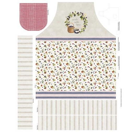 [PB-4801-PA] Homemade Happiness Apron Panel Ecru By Silvia Vassileva Collection For P