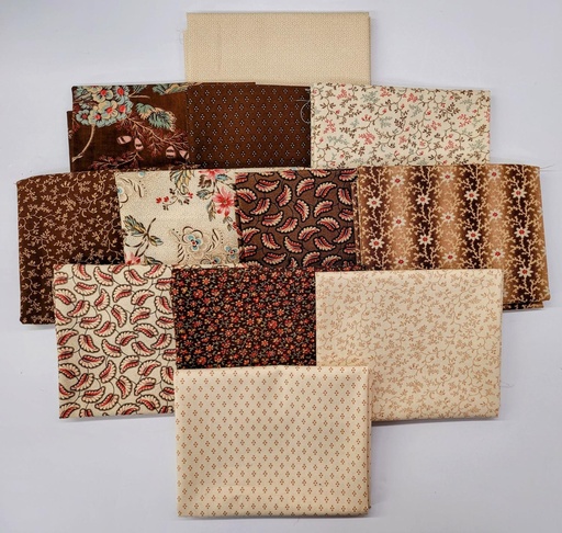 [PP-KGGTanF4] Kate's Garden Gate Tan Fat Quarter Bundle from Moda