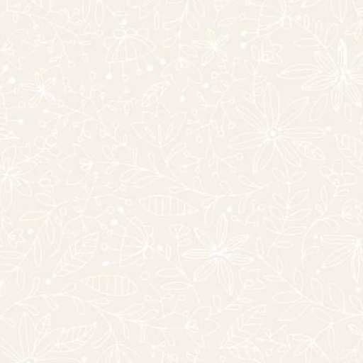 [PB-PA13-4887-01] Ramblings 13 Outline Floral White/Ecru By P & B Textiles