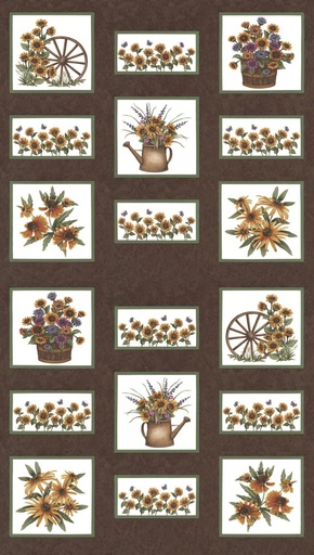 [MOD-6890-18] Sunflower Garden Panel Brown by Holly Taylor for Moda