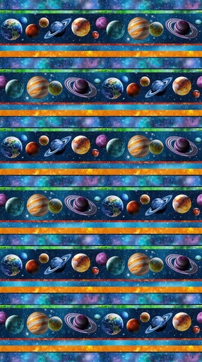 [NOR-24855-48] Universe Border Stripe Navy/Multi By Adrian Chesterman For Northcott