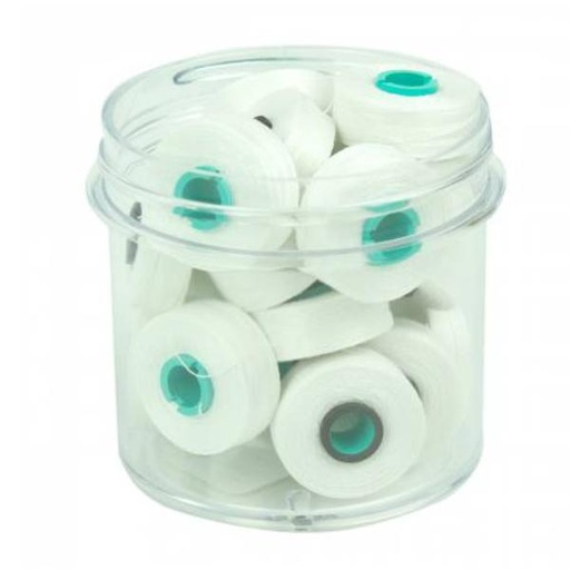 [MGDL-10000-F] Magna-Glide Delights Style L 72yd Pre-wound Bobbins White 20 Per Jar by Fil-Tec