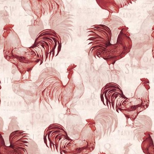 [WP-39766-133] Proud Rooster Allover Ivory/Red By Susan Winget For Wilmington Prints