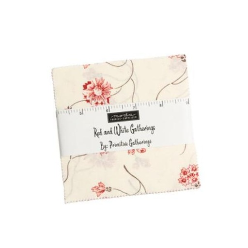 [MOD-49190PP] Red White Gatherings Charm Pack by Primitive Gatherings for Moda Fabrics