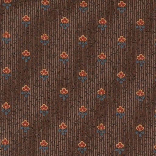 [MOD-38123-14] Rose Fleur Stripe Dark Brown By Jo Morton For Moda Fabrics