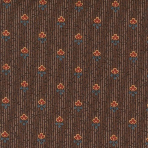 [MOD-38123-14] Rose Fleur Stripe Dark Brown By Jo Morton For Moda Fabrics
