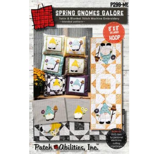 [PA-P299-ME] Spring Gnomes Galore Machine Embroidery by Julie Wurzer for Patch Abilities