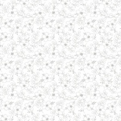 [WF-53200-7] Storybook 22 Flowers/Berries White On White By Mykt Collection For Windham Fabrics