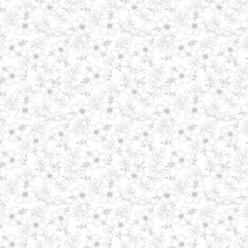 [WF-53200-7] Storybook 22 Flowers/Berries White On White By Mykt Collection For Windham Fabrics