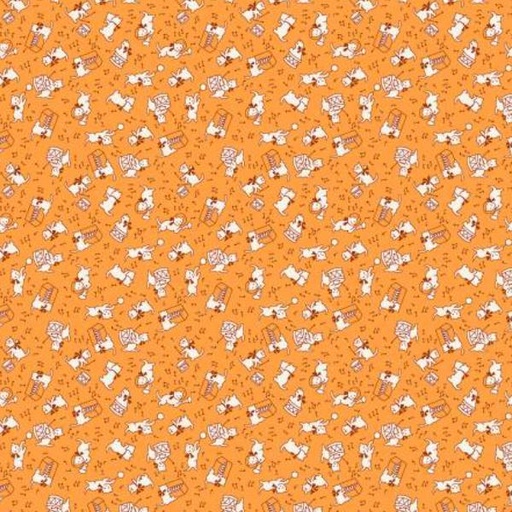 [WF-53206-5] Storybook 22 Jammin Cats Orange By Mykt Collection For Windham Fabrics