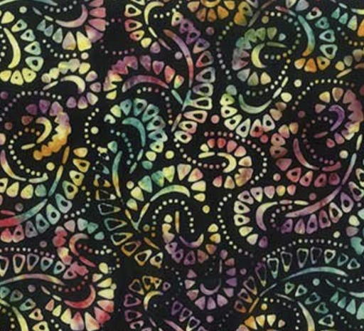 [NOR-80871-99] Birds Of Paradise Multicolored Hearts on Black By Banyan Batiks For Northcott