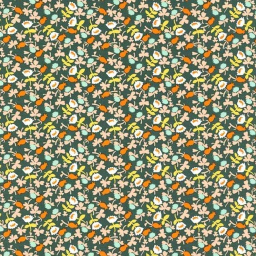 [WF-37027A-10] Lucky Rabbit Calico Dark Teal By Heather Ross For Windham Fabrics