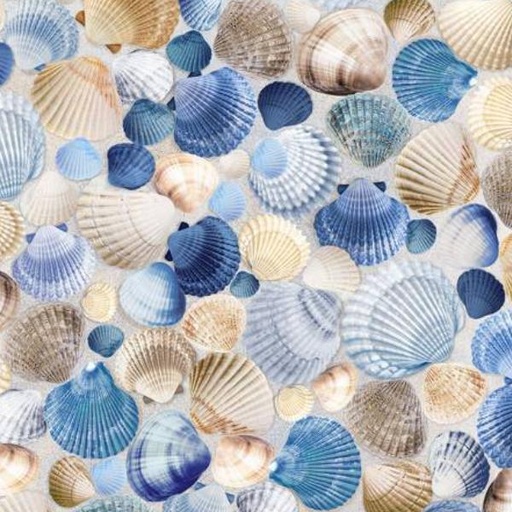 [TTR-1236-BLUE] Beach Dreams Seashells Blue by Timeless Treasures