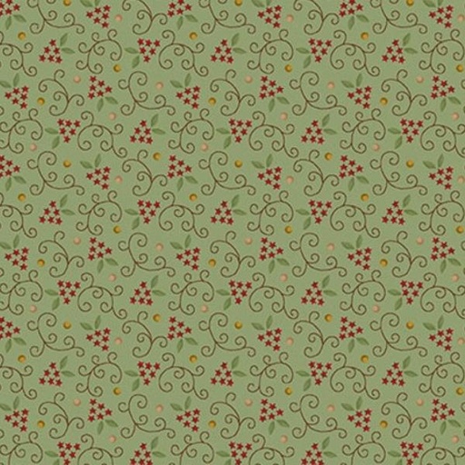 [HG-674-11-AQUA] Scraps Of Kindness Star Vine Aqua By Kim Diehl For Henry Glass