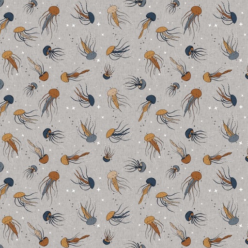 [NOR-90616-90] Calm Waters Jellyfish Gray By Bernadett Urbanovics For Figo Fabrics