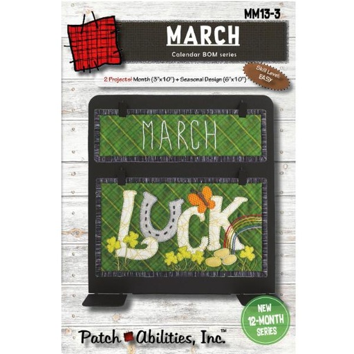 [PA-MM13-3] March Calendar Bom Series Mach Emb. By Julie Wurzer For Patch Abilities