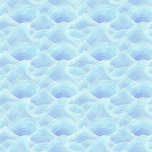 [PB-04839LB] Deep Blue Sea Waves Light Blue By Stephanie Peterson Jones For P&B Fabrics