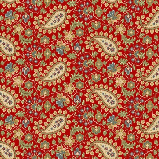 [MB-220478-RED] Villa Flora Dotted Paisley Red by Paula Barnes for Marcus Fabrics