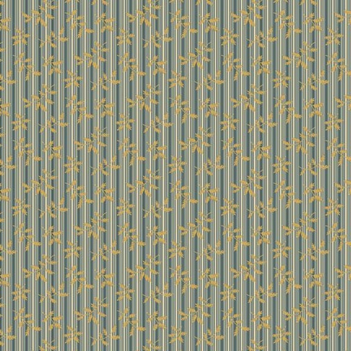 [MB-2280480-BLU] Villa Flora Floral Striped Fern Blue By Paula Barnes For Marcus Fabrics