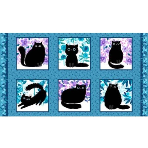 [SE-6978-75] Meow Block Panel Ink/Hyacinth By Angie Rozelaar For Studio E