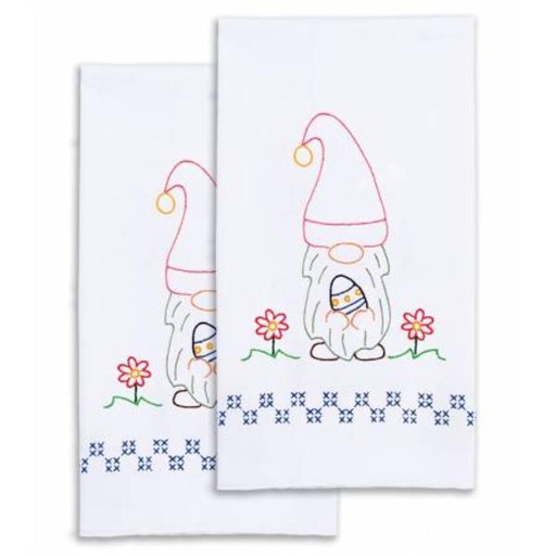 [JD-320-613] Decorative Hand Towel Easter Gnome White By Jack Dempsey