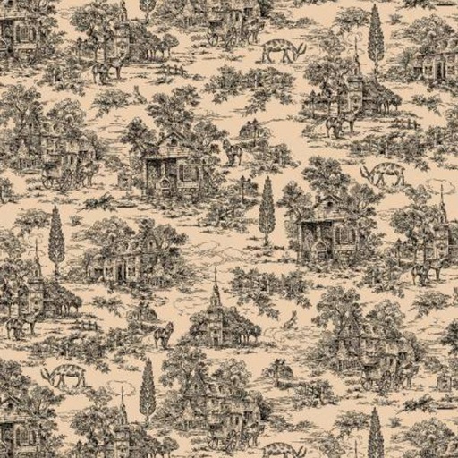 [HG-9685-49] Farmhouse Toile Blk/Tan 108" Wide Back By Kim Diehl For Henry Glass