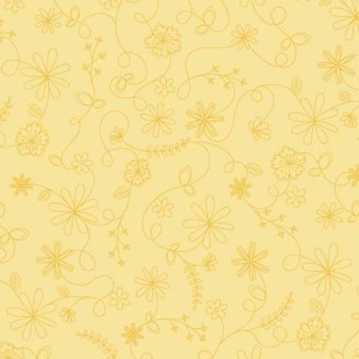 [MAY-10334-S] Vintage Flora Swirl Floral Yellow By Kimberbell Designs For Maywood