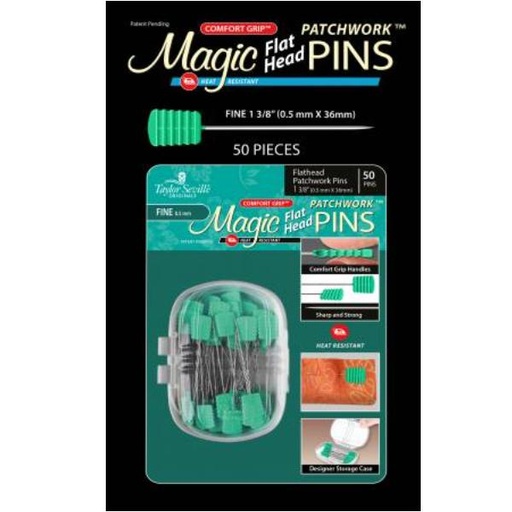 [MP-220115] Magic Pins Flathead Patchwork Pins, Fine  0.5mm 50pc - 1-3/8  Inches Long