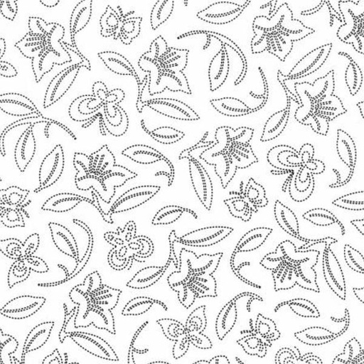 [PB-04987] Ramblings Dotted Floral 108" White On White By P & B Textiles