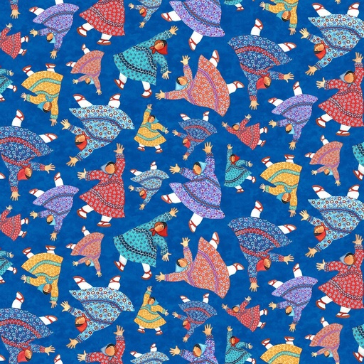 [NOR-25206-46] Quilts And Kuspuks Dancers Blue/Multi By Barbara Lavallee For Northcott