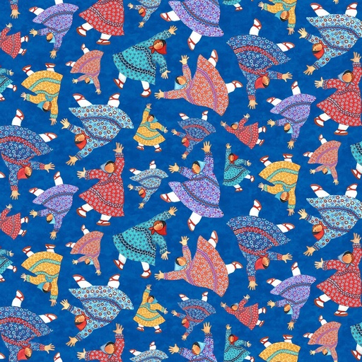 [NOR-25206-46] Quilts And Kuspuks Dancers Blue/Multi By Barbara Lavallee For Northcott