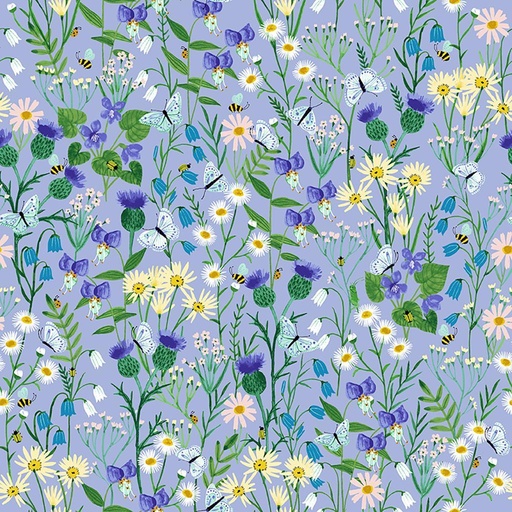 [COW-3771-84] Springtime Wildflowers Light Periwinkle by Rebecca Jones for Clothworks