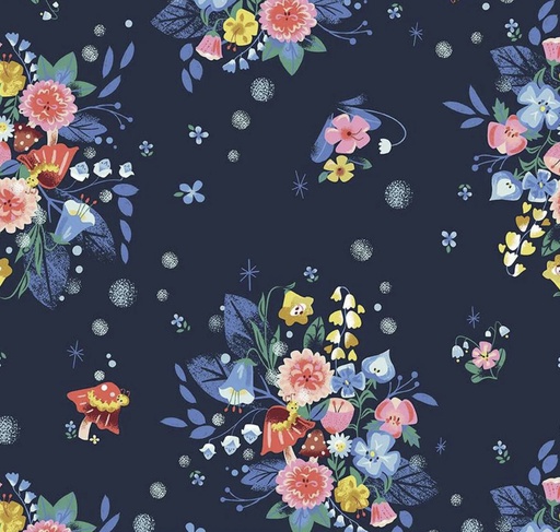 [RB-12941-NAVY] Down the Rabbit Hole Floral Navy from Riley Blake