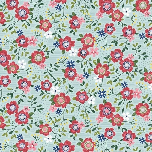 [BEN-13601-24] Primrose Path Aqua From The Wander Lane Collection By Nancy Halverson For Benartex