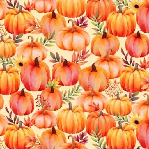 [WP-32105-187] Autumn Light Packed Pumpkins Cream By Lola Molina For Wilmington Prints