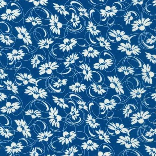 [KAUF-21264-9] Daisy'S Bluework Large Daisies Navy By Debbie Beaves For Robert Kaufman