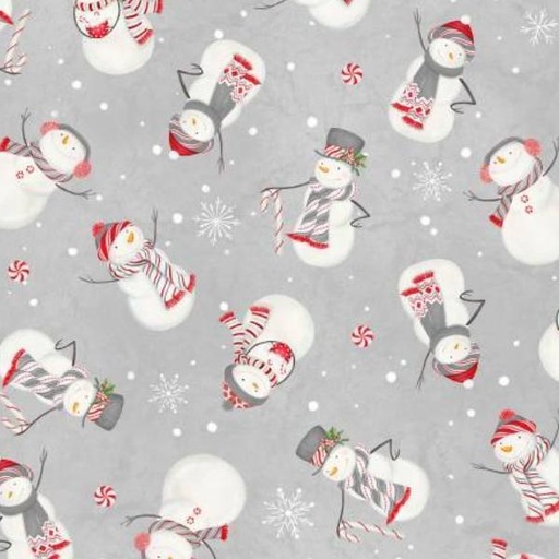 [WP-27654-993] Frosty Merry Mints Snowmen Gray By Danielle Leone Collection For Wilmington