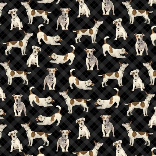 [NOR-25306-99] For The Love Of Pete Dogs Black By Bonnie Marris For Northcott