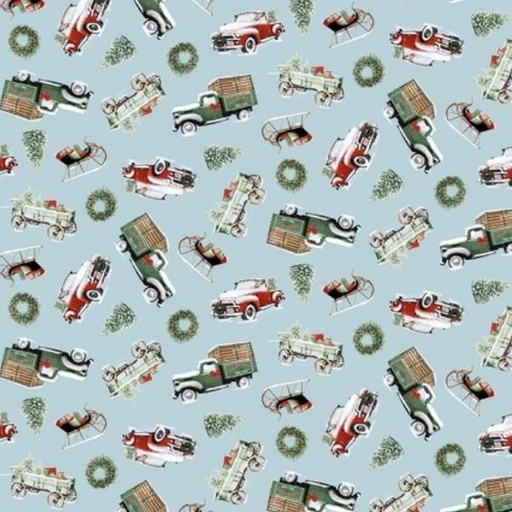 [NOR-713-11] Holiday Spirit Tossed Trucks, Sleds, Wagons By Henry Glass