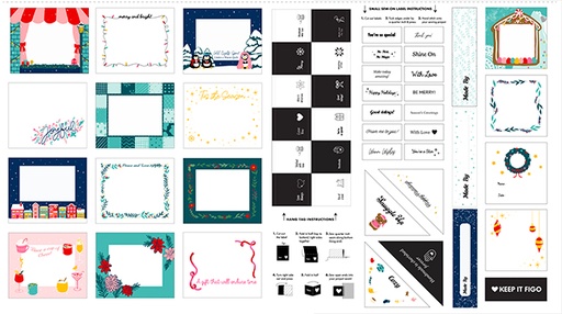 [FIG-90665-10] Holiday Quilt Labels Panel By Figo