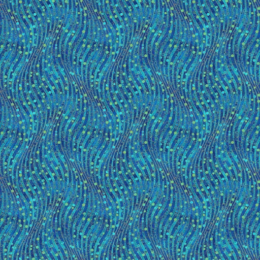 [NOR-25245M-44] Shimmer Paradise Wave Texture Metallic Blue Multi By Deborah Edwards For Northcott