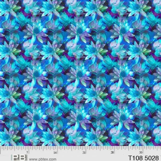 [PB-05028-TB] Translucence Floral Teal Blue 108" Wide Back From P & B Textiles