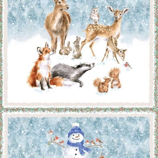 [MAY-10370-BZ] One Snowy Day Snowy Panel Blue By Hannah Dale For Maywood Studio