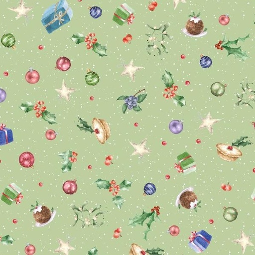 [MAY-10375-G] One Snowy Day Xmas Bits & Bobs Green By Hannah Dale For Maywood Studio