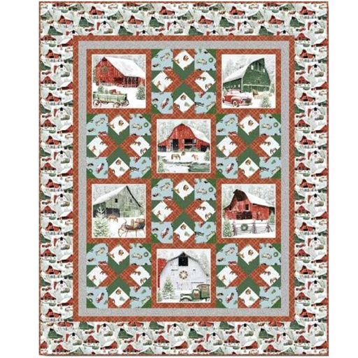 [PP-HolidayBarnsQuilt] Holiday Barns Quilt Kit From Henry Glass