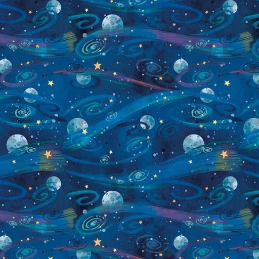 [BLAN-2794-77] Blast Off! Night Sky With Planets And Stars From Blank Quilting