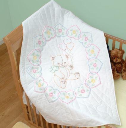 [JD-4060-430] Crib Quilt Top Bear With Balloons from Jack Dempsey Needle Art