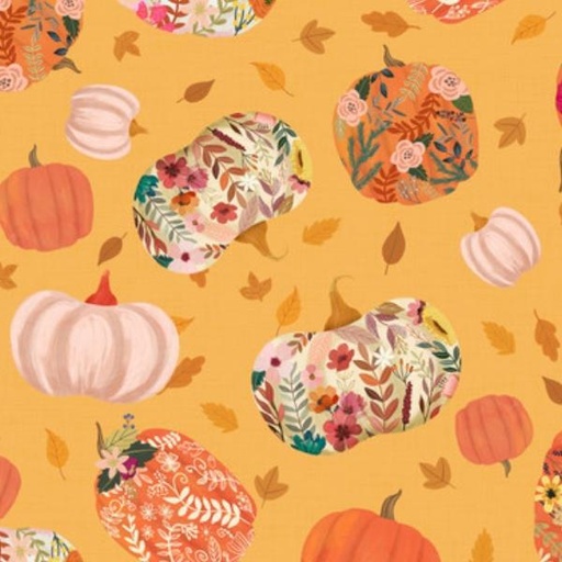 [FR-PWMC039.XORANGE] Autumn Friends Pumpkin Paradise By Mia Charro For Free Spirit Fabrics 