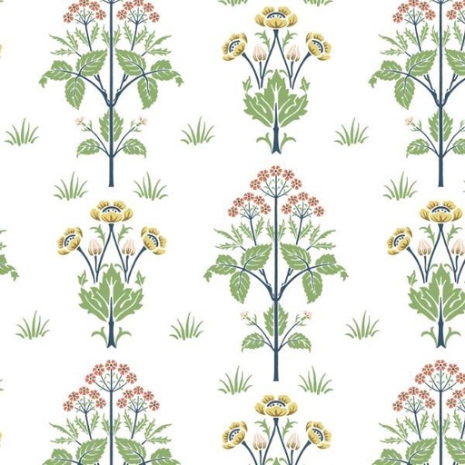 [FR-PWWM087.WHITE] Leicester Meadowsweet In White By The Originial Morris & Co For Free Spirit Fabrics